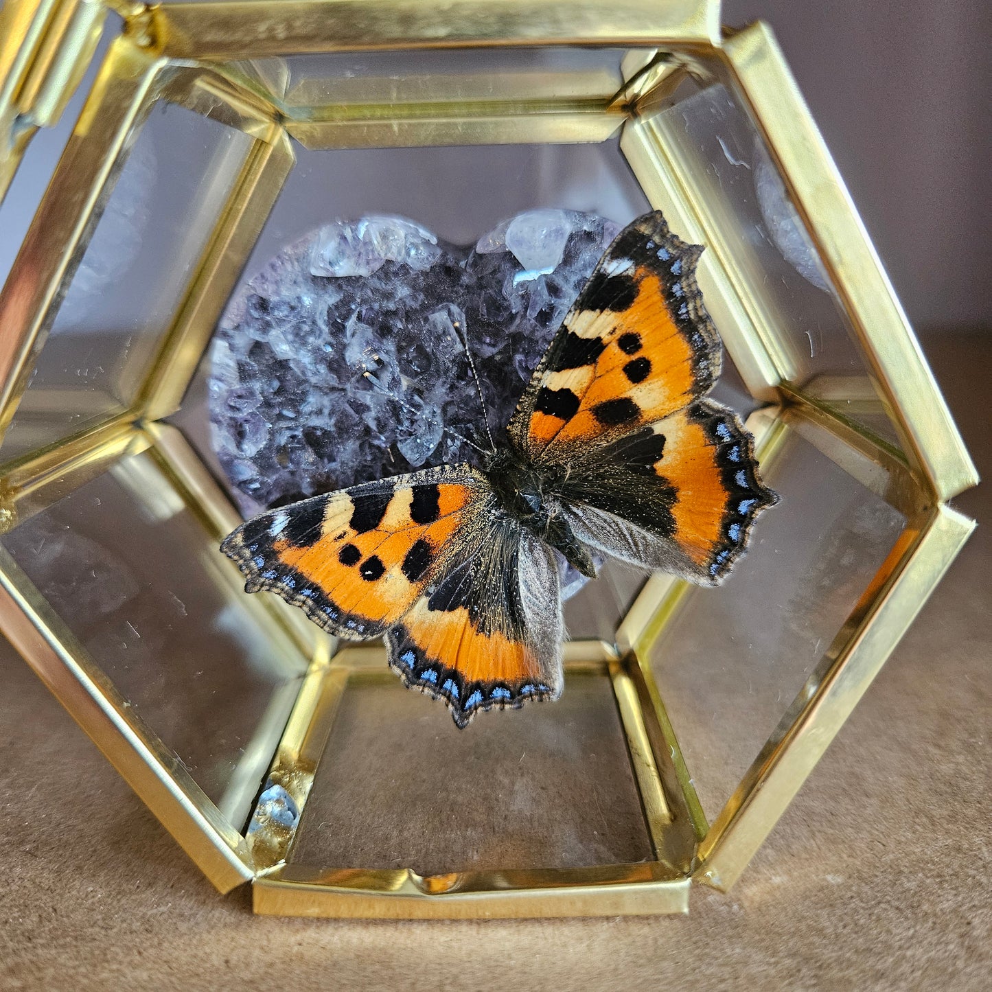 Vlinderstolp: Amethist hartje met vlinder 3