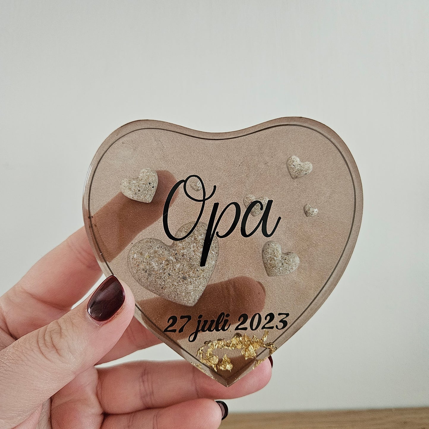 Epoxy Herinneringshart staand – Met As of Haartjes